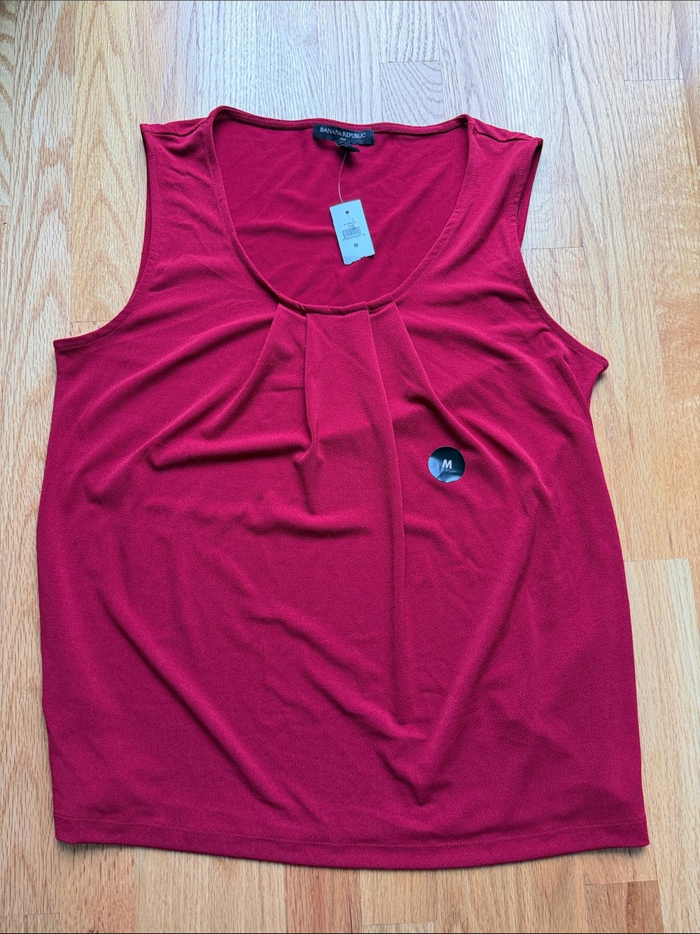 Banana Republic Deep Red Pleat-Front Scoop Neck Tank